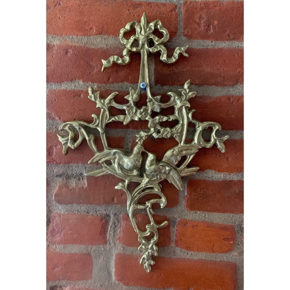 Vintage Brass Love Birds Wall Hanging